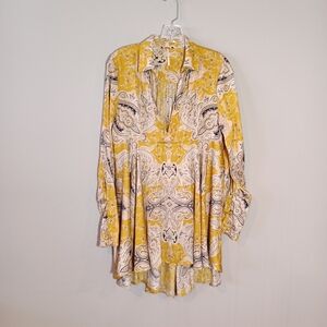 Free People Field Of Butterflies Swing Back Top Mini Dress In Gold  Size S